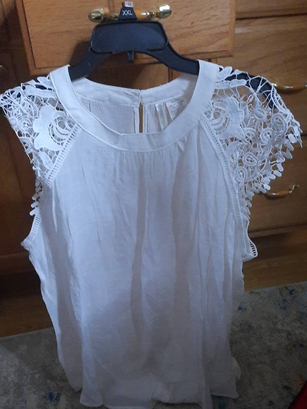 White Lace Sleeve Women's Blouse - Sleeveless Crochet Accent